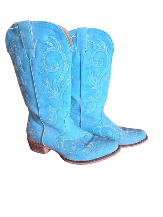 Roper Shoes - Roper One Of A Kind Turquoise Tooled Leather Women's Cowboy Boots